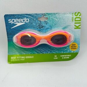 Speedo Kids Glide Print Swim Goggles Pink Orange Ages 3–6 New Sealed